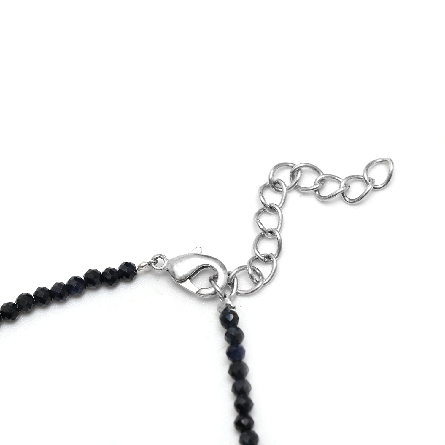 Gempires Natural Black Spinel Beads Bracelet, Spinel Gemstone Jewelry, Gift For her, 7+1 inch Adjustable Silver plated Chain (Black Spinel)