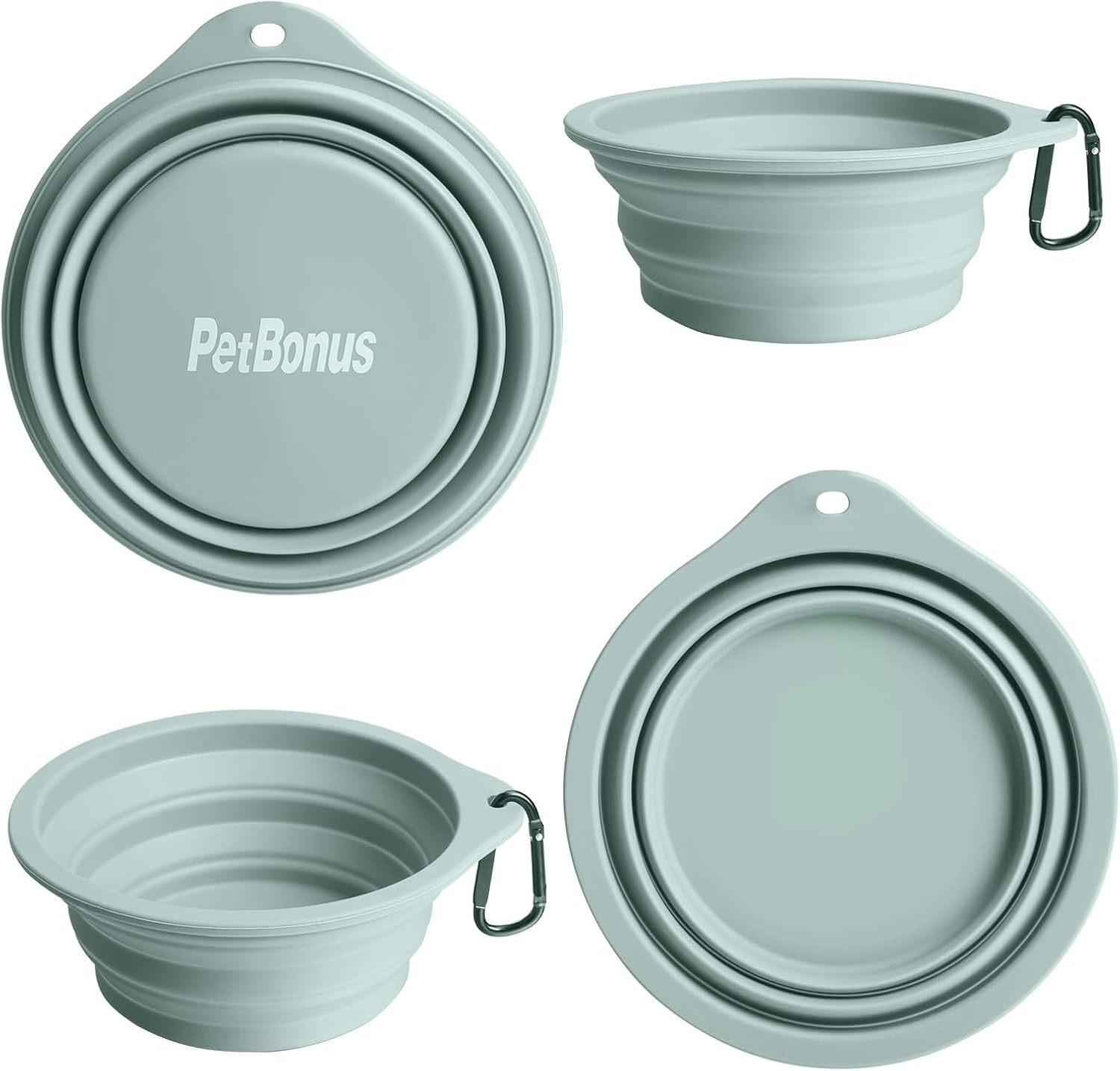 PetBonus Paquete de 2 tazones plegables de silicona grandes para perros, 34 onzas  33.8 fl oz sin BPA, portátil, plegable, para mascotas, gatos,