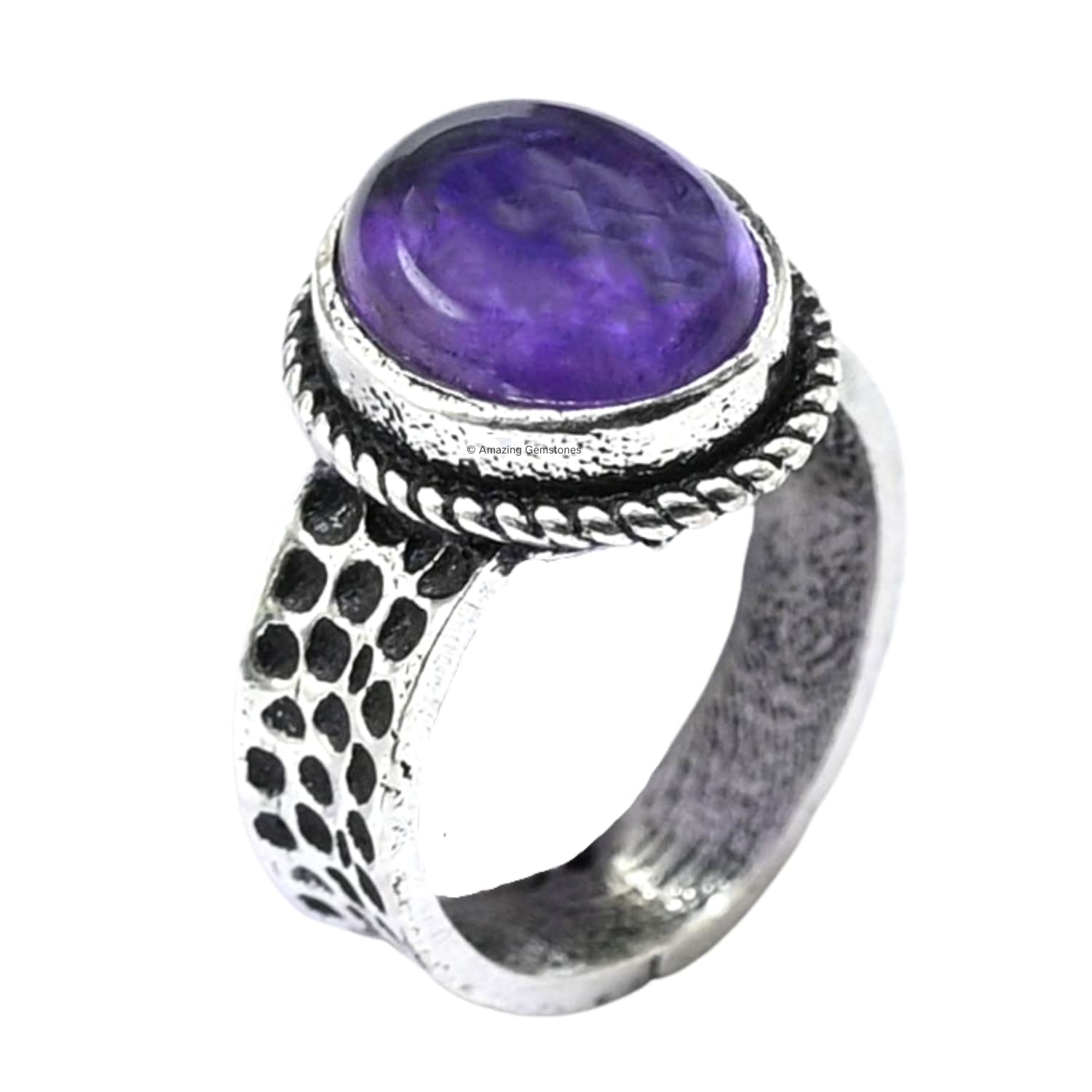 Amethyst Rings for Women and Teen Girls – Silver Amethyst Crystal Ring Birthstone Jewelry – Healing Crystal Gifts for Her, Mothers Day, Christmas –