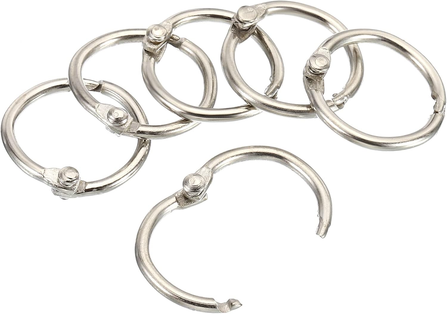 PATIKIL Anillos de hojas sueltas de 0.8 pulgadas de diámetro exterior, paquete de 48 anillos de acero para libros, álbumes de recortes, cuadernos,