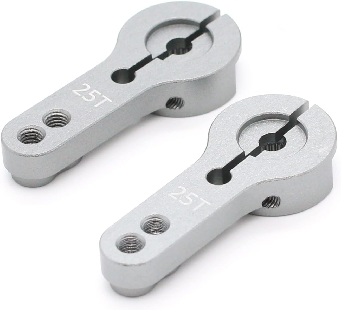 Paquete de 2 bocinas servo de aluminio 25T grises M3 hilos de brazo de dirección de metal, adecuado para servos de la serie SINCECAM para servos 25T