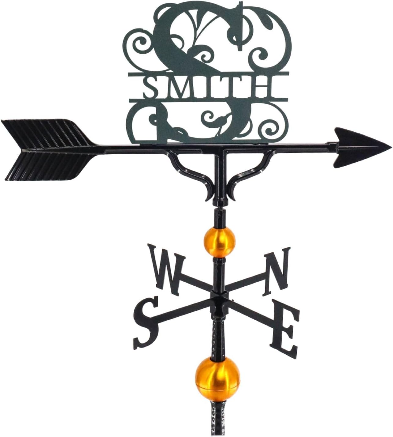 Veleta personalizada con monograma de lujo – Letrero de nombre de metal – Decoración al aire libre – Soporte de techo incluido – Metal fundido –