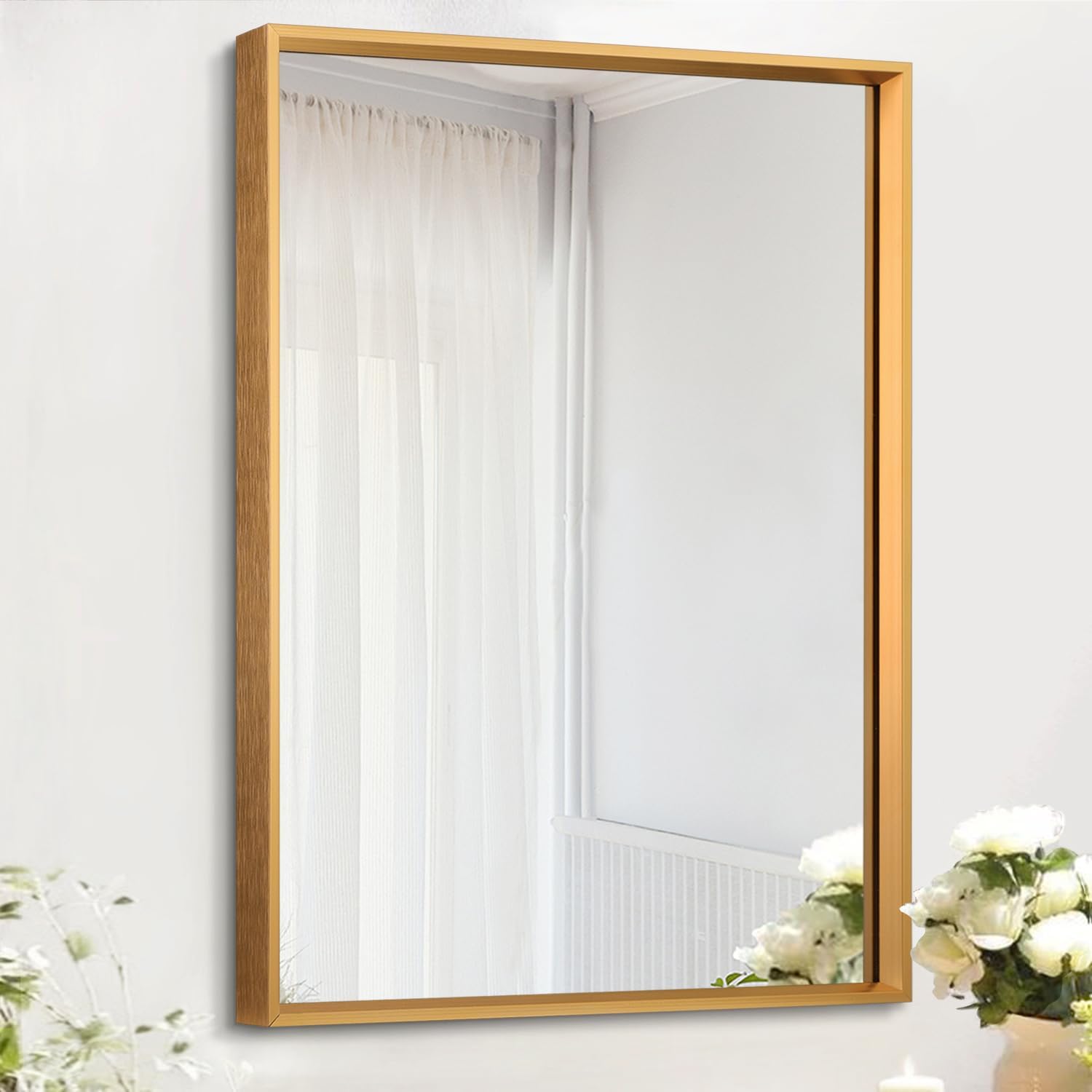 AAZZKANG Espejo de pared rectangular con marco de metal, espejo colgante decorativo para baño, dormitorio, sala de estar, entrada del hogar