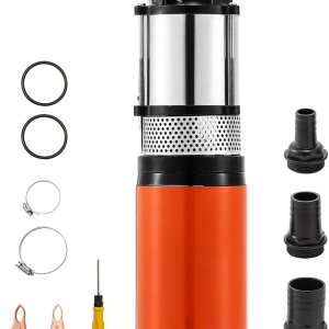 Bomba sumergible de pozo profundo de 12 V CC, 13.2 GPM con batería solar, profundidad de 23 pies, bomba sumergible de acero inoxidable de 2 “1” 1-12 Bomba sumergible de pozo profundo de 12 V CC, 13.2 GPM con batería solar, profundidad de 23 pies, bomba sumergible de acero inoxidable de 2 “1” 1-12