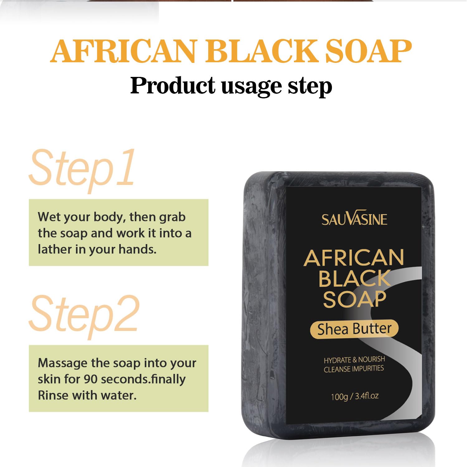 Lanthome Jabón negro africano orgánico para rostro y cuerpo, jabón suave hecho a mano para acné y manchas oscuras, piel suave con manteca de karité,