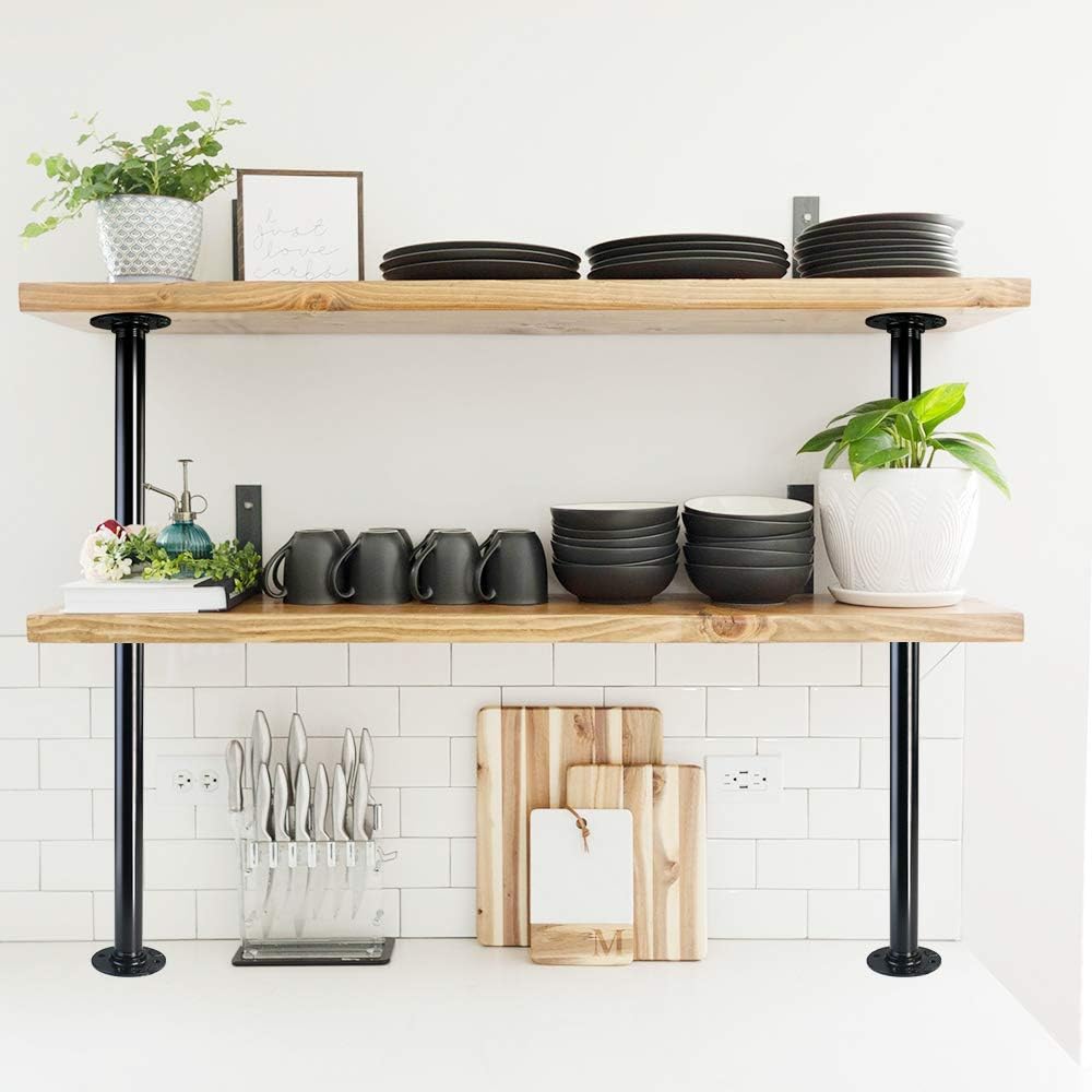 GeilSpace Patas de mesa de tubo industrial de 12 pulgadas, tubos de metal y bridas para mesas y muebles vintage personalizados, patas de escritorio