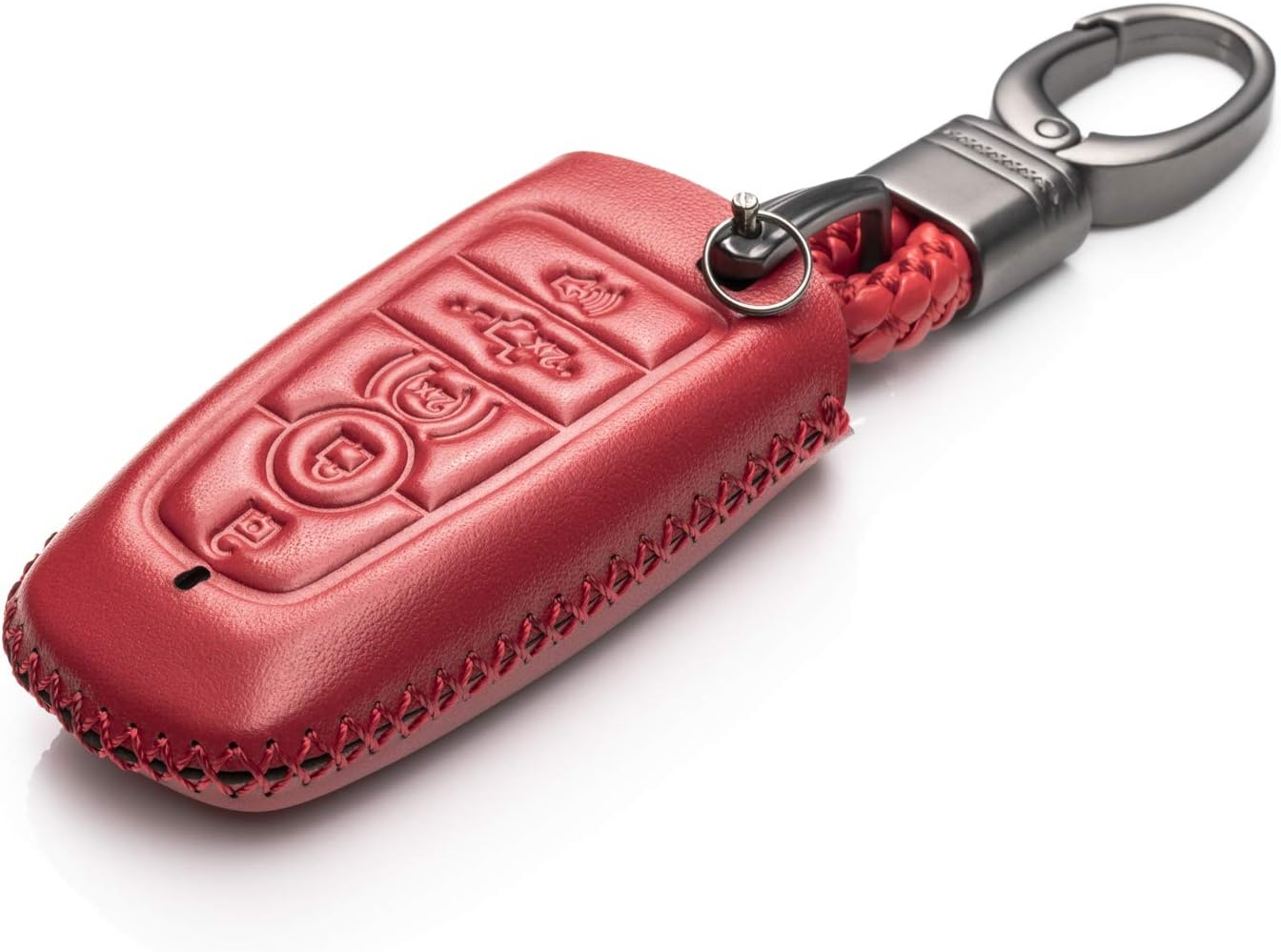 Vitodeco – Funda de piel genuina para llave inteligente de coche sin llave de entrada remota y llavero para Ford Fusion 2019, Explorer, Escape,