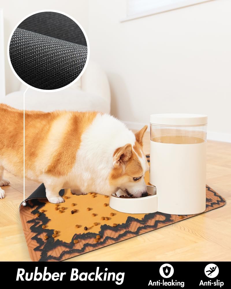 PADOOR -Tapete de alimentación de mascotas, absorbente, de secado rápido, tapete para comida y agua, tapete para tazón de comida para perros, tapete