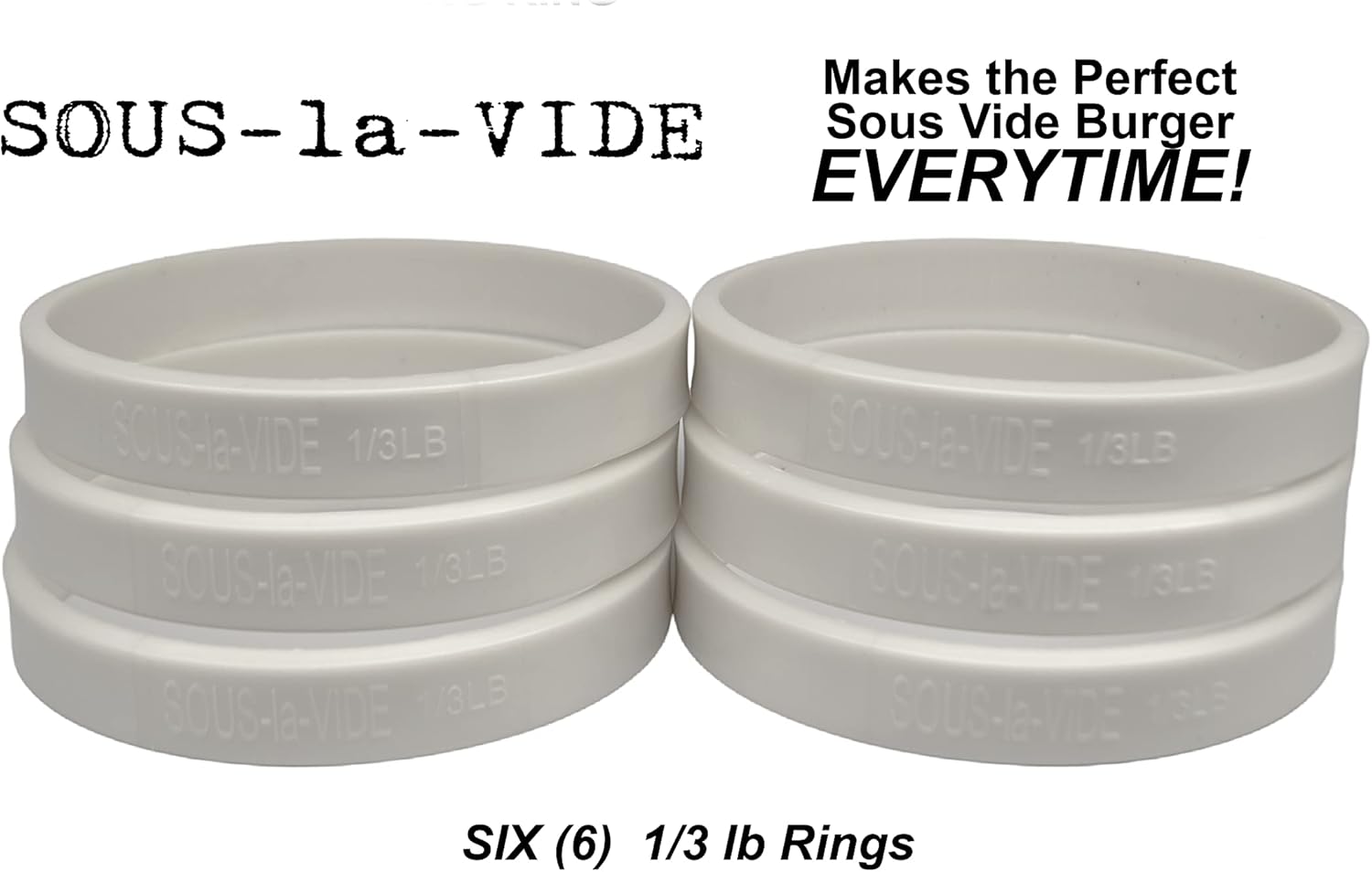 Sous Vide Perfect – Anillos de cocina de inmersión para hamburguesas y hamburguesas, juego de 6 (anillos de 13 libras)