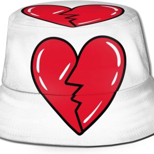 Sombrero de pescador unisex con diseño gráfico de corazón roto, sombrero de pescador, sombrero de viaje de verano, sombrero para playa, color negro, Sombrero de pescador unisex con diseño gráfico de corazón roto, sombrero de pescador, sombrero de viaje de verano, sombrero para playa, color negro,