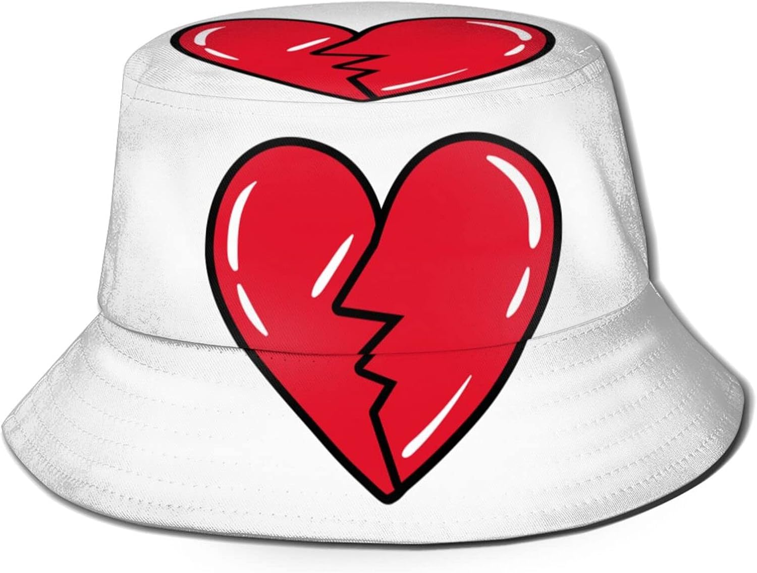 Sombrero de pescador unisex con diseño gráfico de corazón roto, sombrero de pescador, sombrero de viaje de verano, sombrero para playa, color negro,