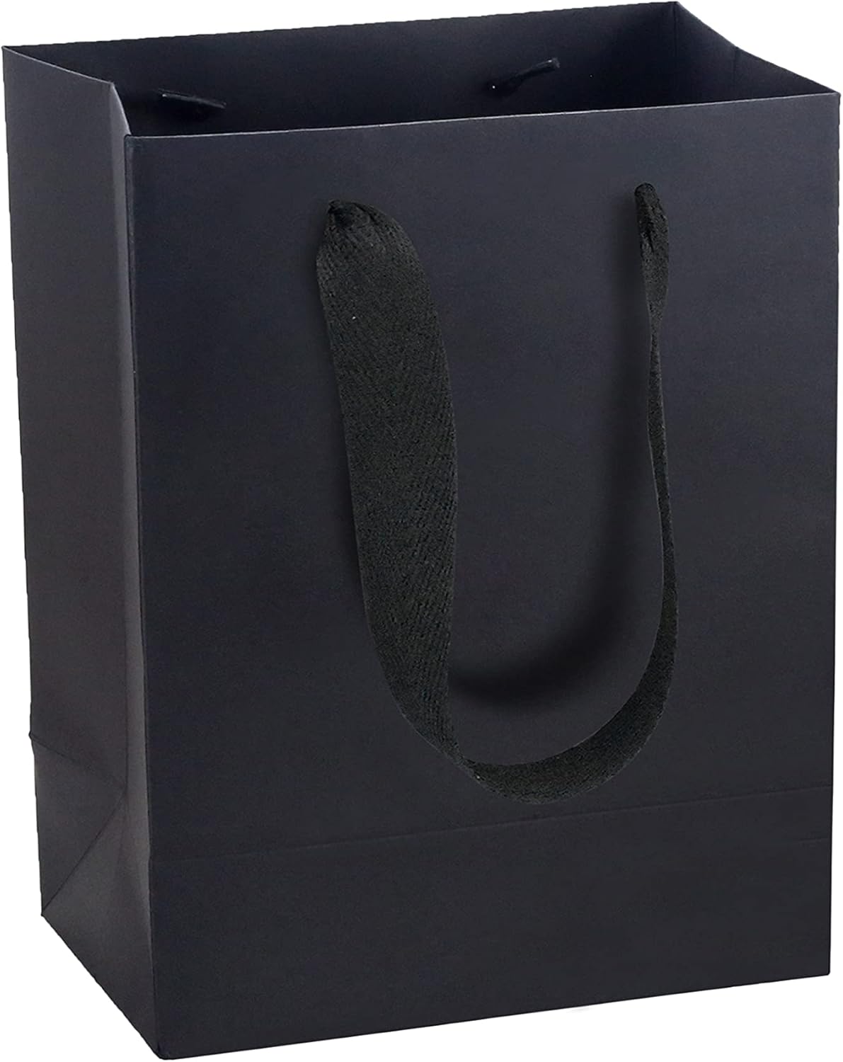 HUAPRINT Bolsas de papel negro, bolsas de regalo, bolsas de compras con asas de cinta, 30 paquetes de 7 x 4 x 9 pulgadas, bolsas de regalo para