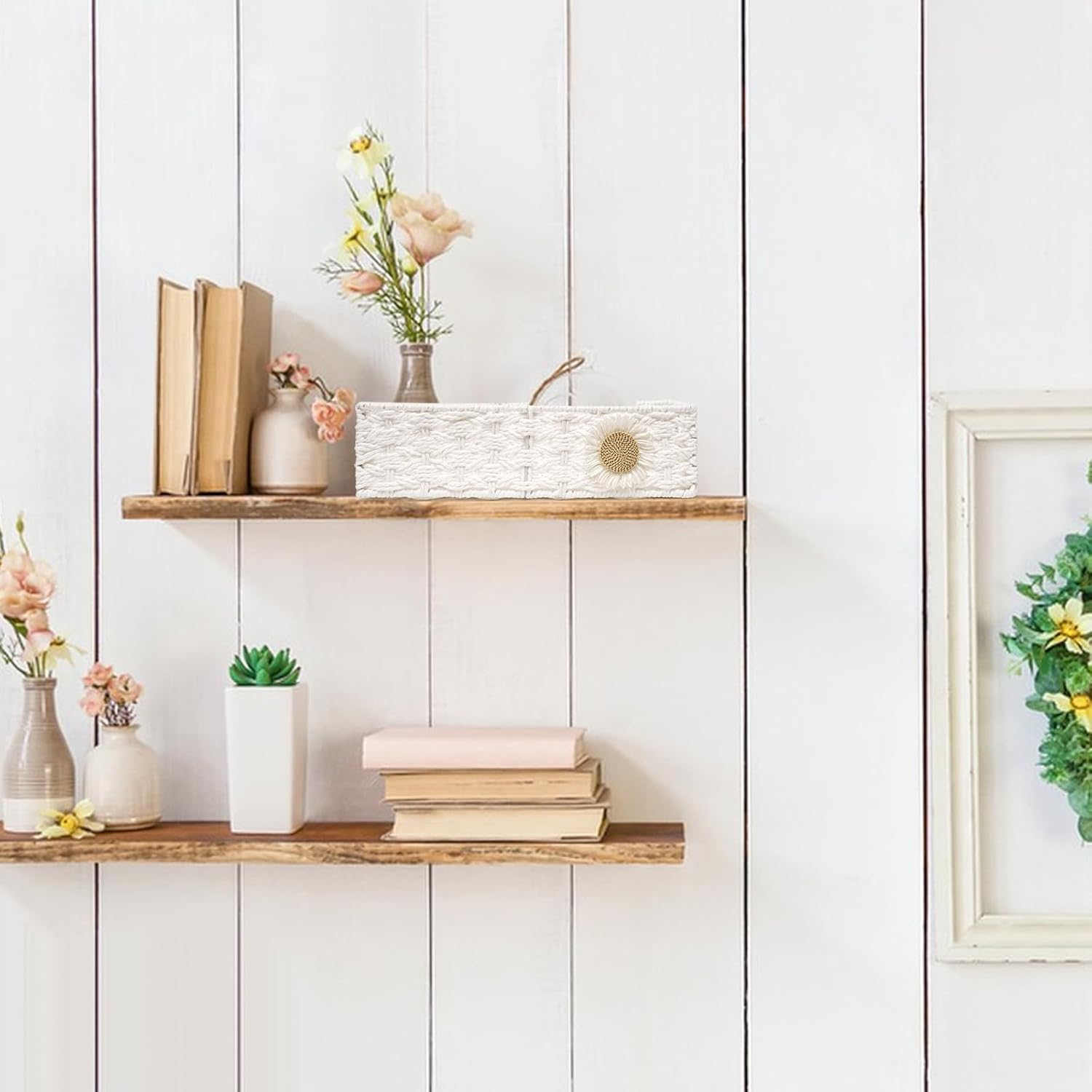 DUOER Cesta de papel higiénico para decoración de baño, cesta para organizar bandeja de baño para mostrador, cesta de almacenamiento para