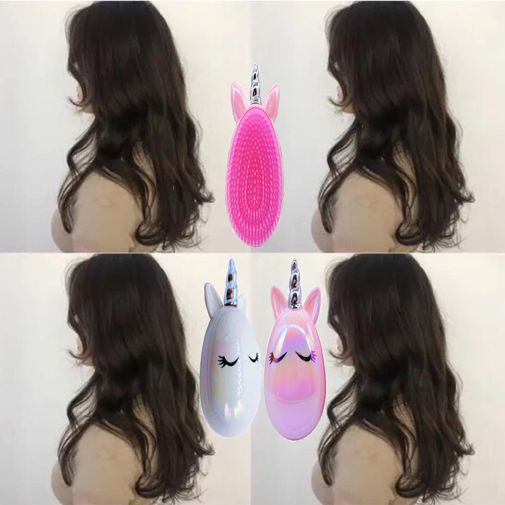Lindo peine de unicornio, cepillos de pelo para niños pequeños, masaje suave antiestático desenredante para niños, cepillos de cabello rizado y
