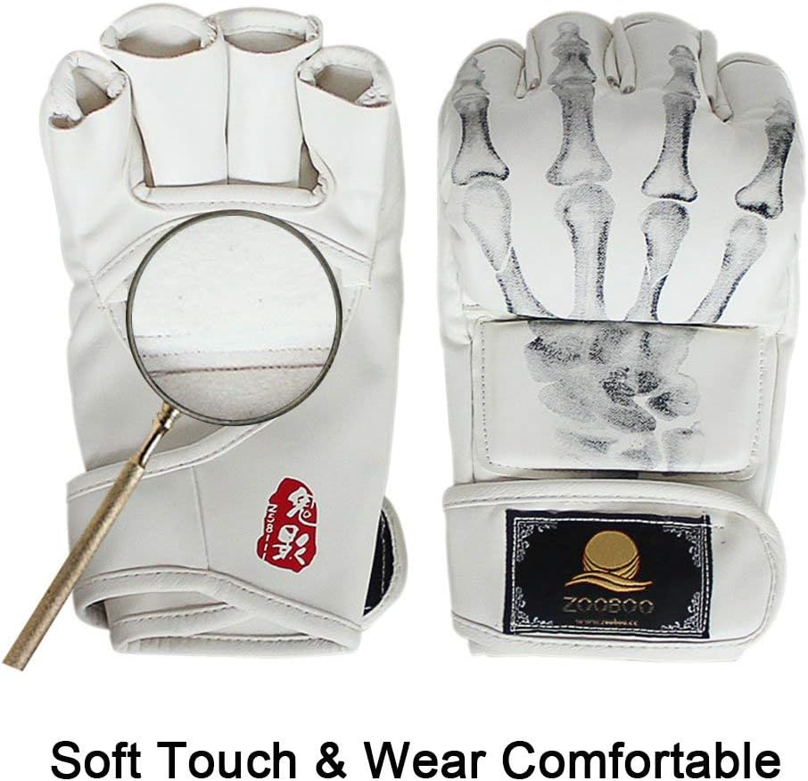 ZooBoo – Guantes MMA para artes marciales mixtas y artes marciales mixtas con banda de muñeca ajustable, guantes UFC para entrenamiento de sanda y