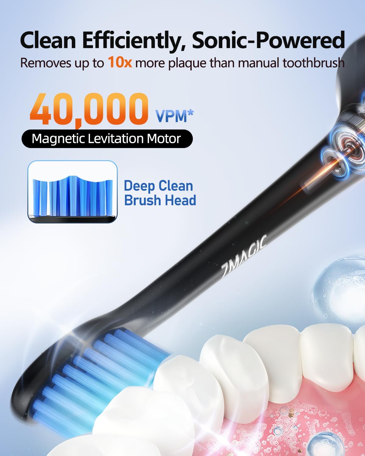 Cepillo de dientes eléctrico para adultos, cepillo de dientes eléctrico sónico con 3 niveles de intensidad y 5 modos, una carga durante 90 días,