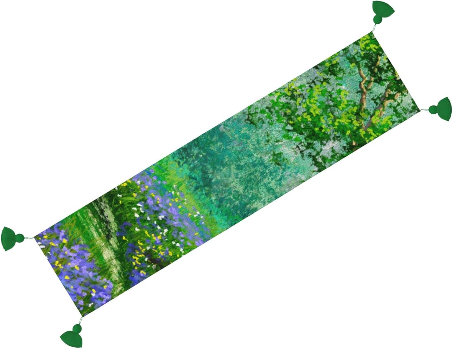Camino de mesa de Navidad con bosque de árbol verde, decoración de mesa de comedor, decoración de Navidad, decoración de interiores del hogar,