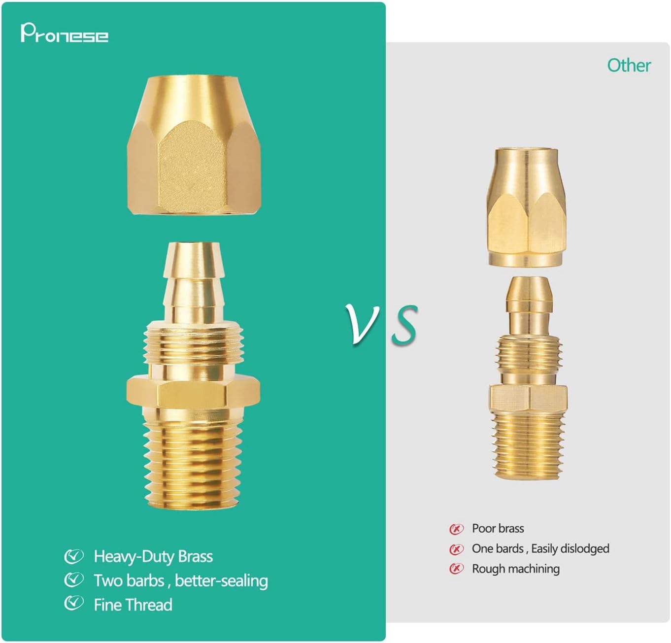 2 piezas de latón macizo de alta calidad, accesorios de reparación de extremo de manguera de poliuretano de 14 pulgadas de diámetro interior con 14