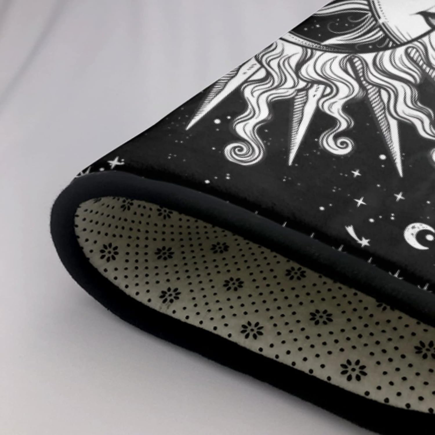Alfombra estética de sol y luna en blanco y negro con diseño místico de estrellas para interiores y exteriores, 60 x 39 pulgadas