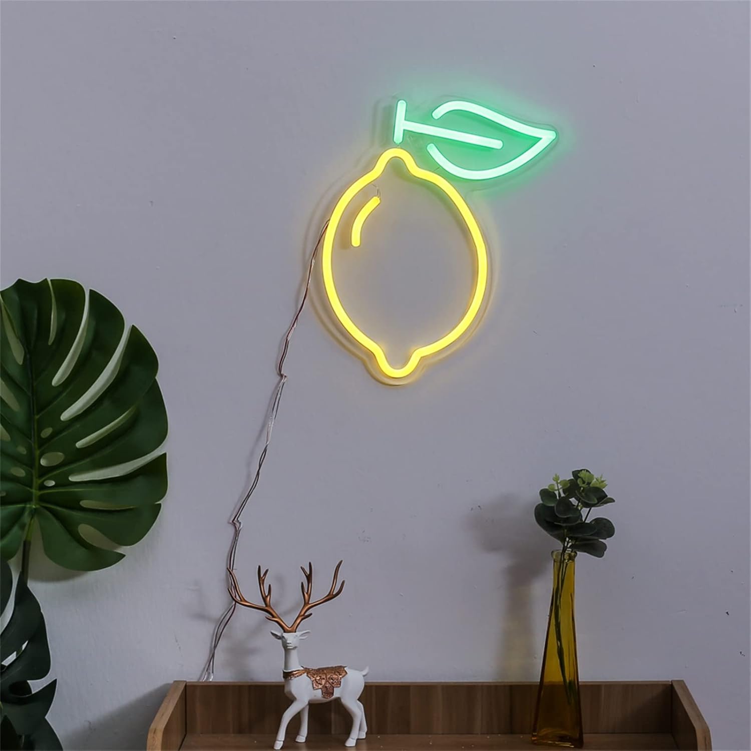 MAXSMLZT Letrero de neón LED Limón Comida Fruta Flexible Lámpara de neón Luz Nocturna Decoración de Pared para Bar Restaurante Frutería Decoración