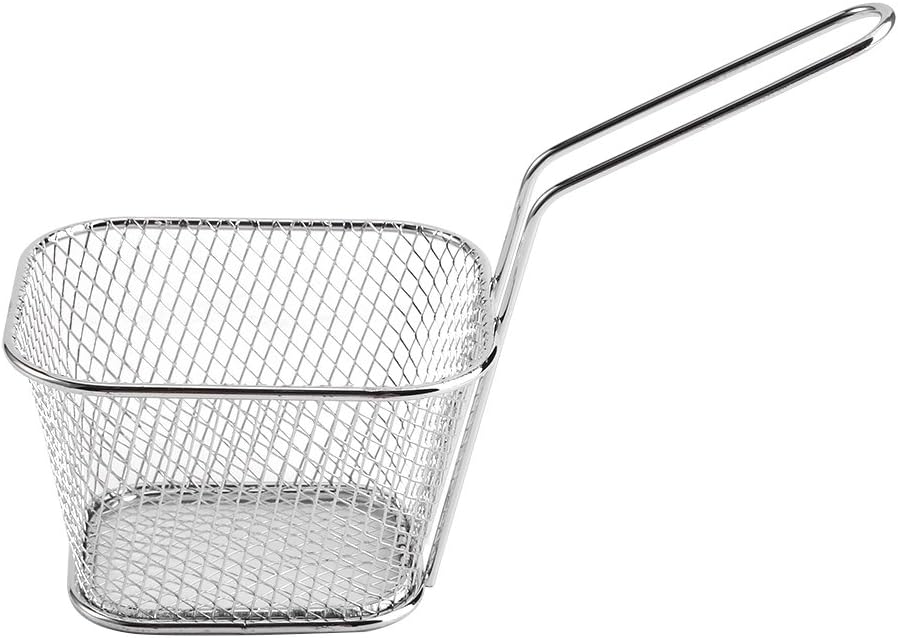 Mini Square Fry Basket, 8Pcs Stainless Steel Fry Baskets French Fry Chip Basket Chips Deep French Fries Fry Baskets Holder with Handle Food