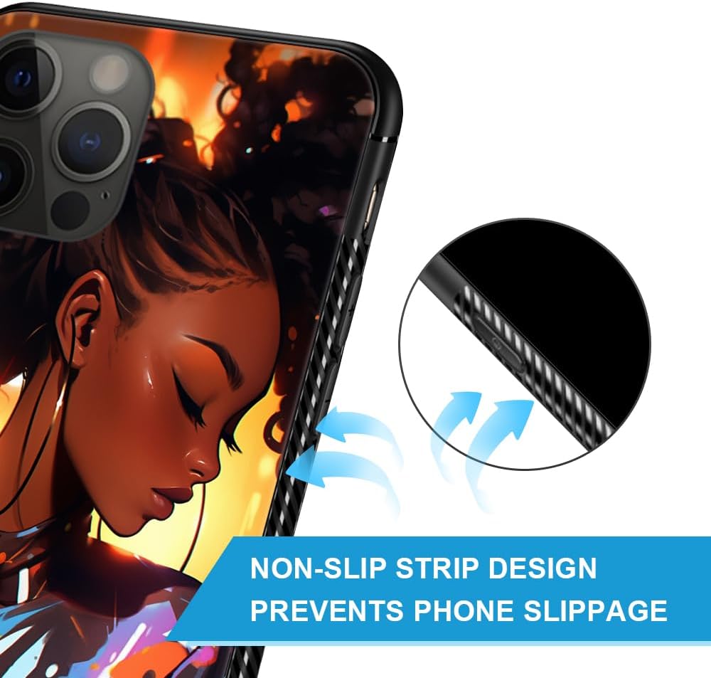 Funda compatible con iPhone 12, funda de niña negra afroamericana para iPhone 12 Pro, fundas para hombres y mujeres, diseño de patrón de regalo, a