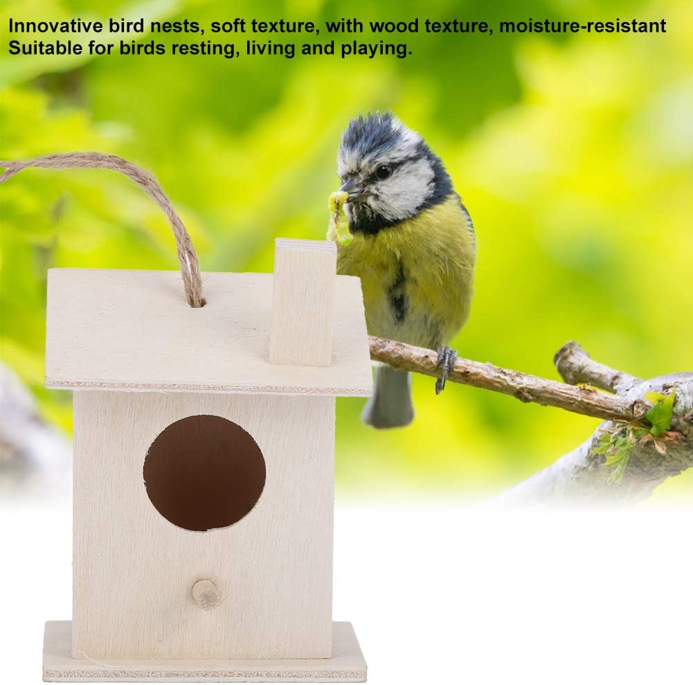 Fydun 4 adornos innovadores de madera para colgar en casa de pájaros, para decoración de jardín al aire libre, patio, 4 piezas, innovador colgante