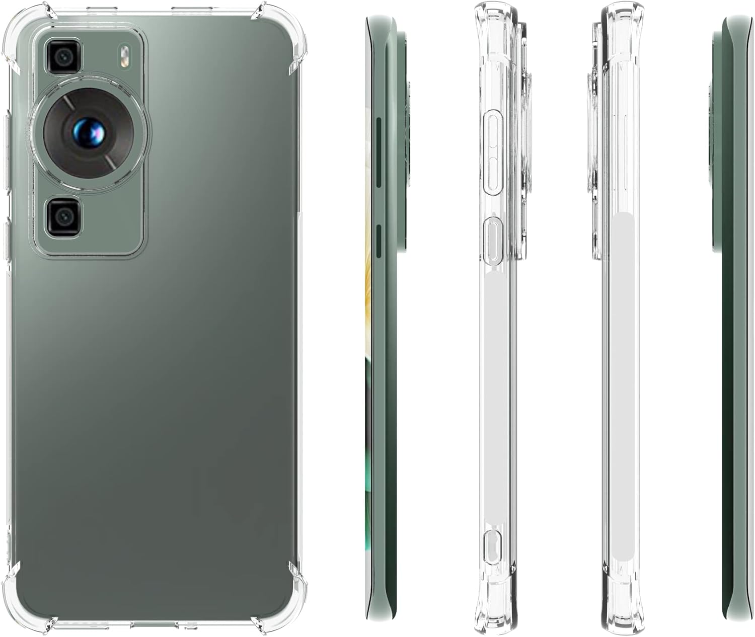 Funda para Huawei P60 Pro y Huawei P60 Transparente TPU Cuatro Esquinas Cubierta Protectora Transparente Suave
