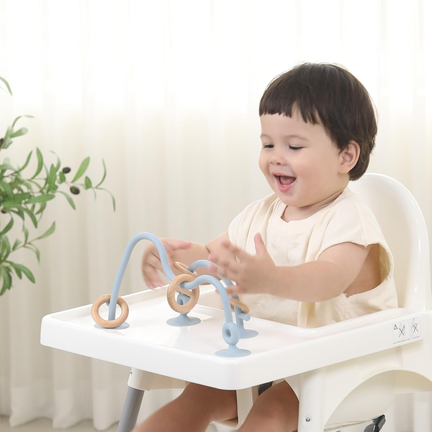 Juguetes para silla alta con ventosas  Juguetes de silicona y madera para silla alta con ventosa para bebés de 6 a 12 meses  Atractivos juguetes de