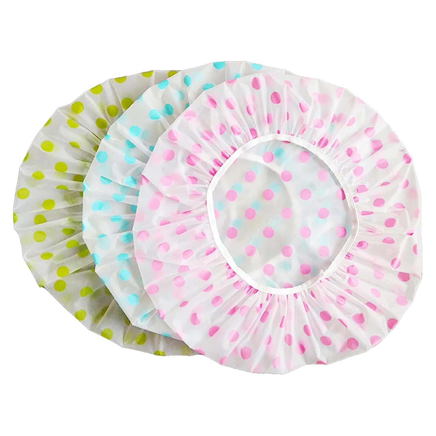 Gorros de ducha grandes de plástico para mujer, reutilizables, impermeables, para ducha (3 piezas, rojo, azul y verde)