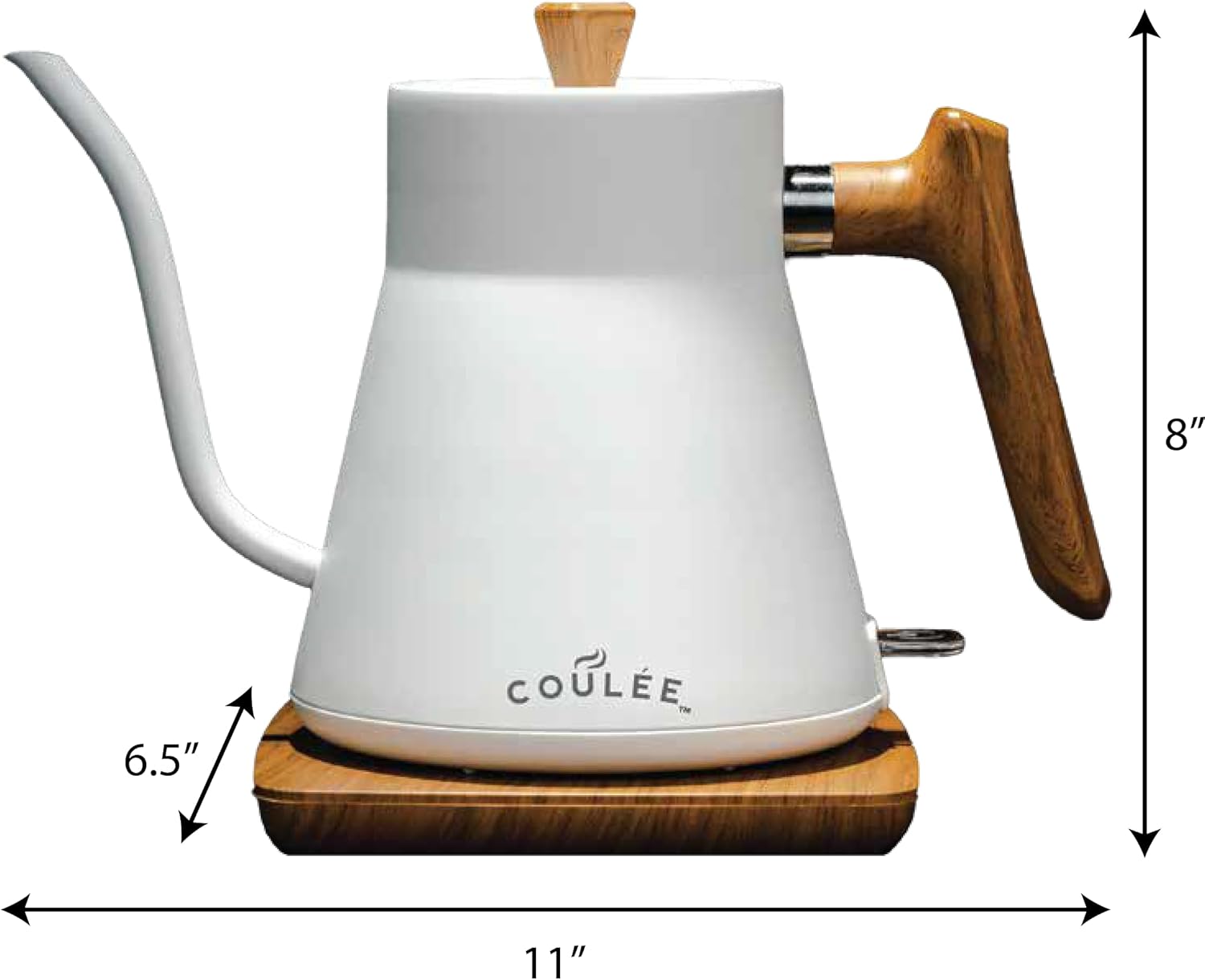 Hervidor de cuello de cisne, Hervidor elegante, Easy Pour, Acero inoxidable 304 de calidad alimentaria premium, 1200W, Funcionamiento con un solo