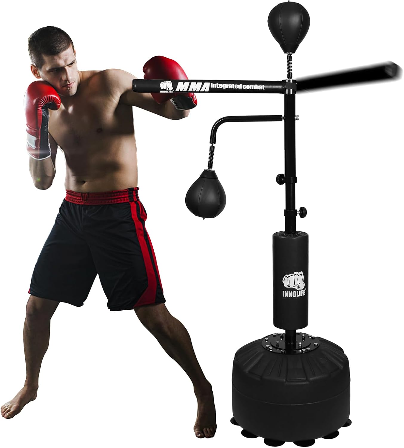Entrenador de velocidad de boxeo de 82 pulgadas, con barra giratoria de saco de boxeo, pelota de boxeo de entrenamiento con barra reflectante,