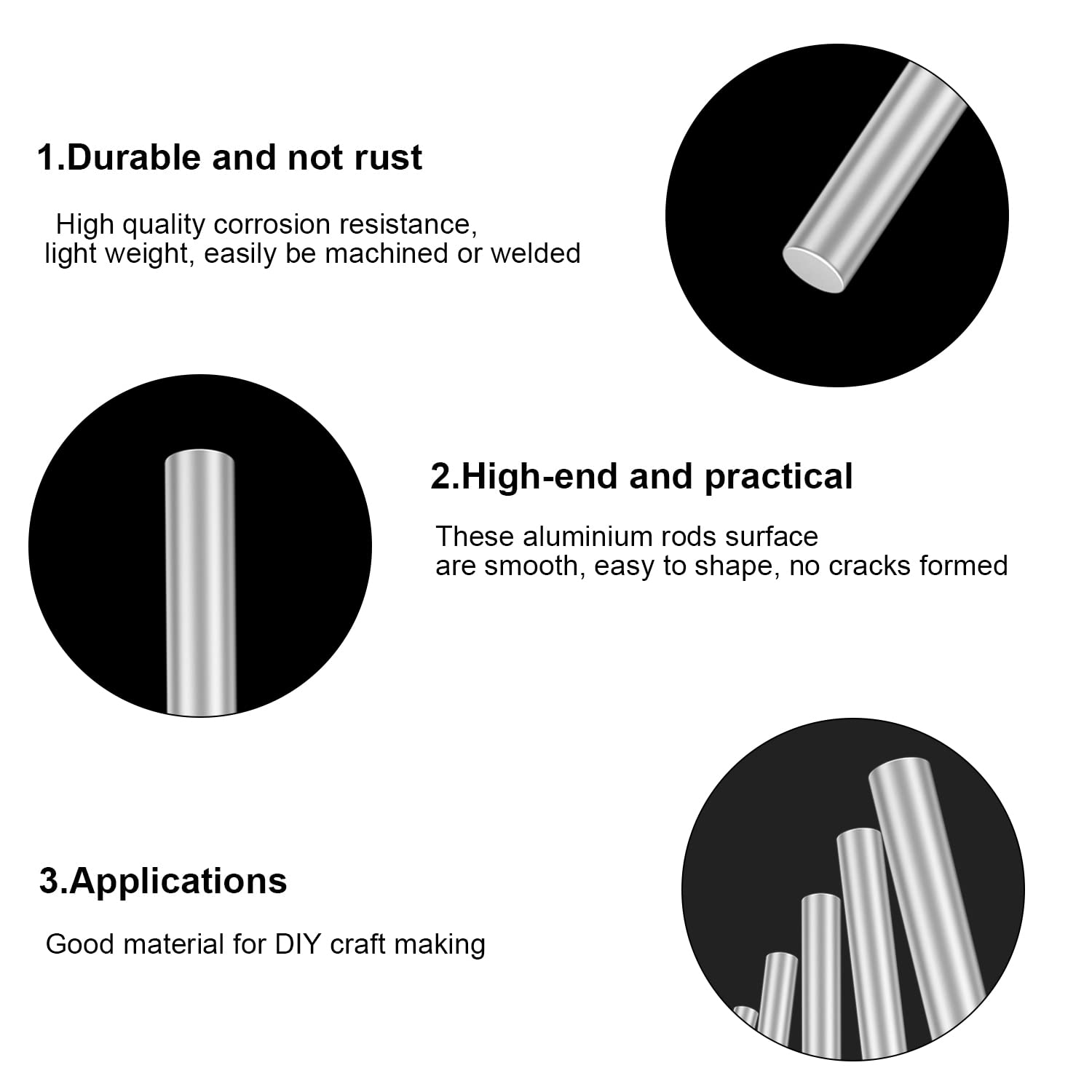 Kit surtido de varillas redondas de aluminio, barra de torno, diámetro de 0.39 a 0.315 pulgadas, longitud 3.94 pulgadas para manualidades (27 piezas)