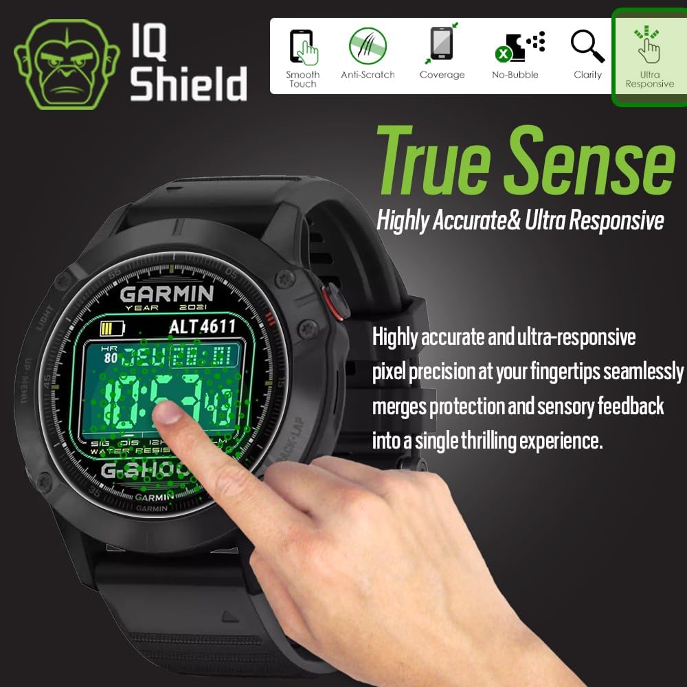 IQShield Protector de pantalla compatible con Garmin Fenix 6S  Fenix 6S ProFenix 6S SapphireFenix 6S Pro Solar (paquete de 6) película de TPU