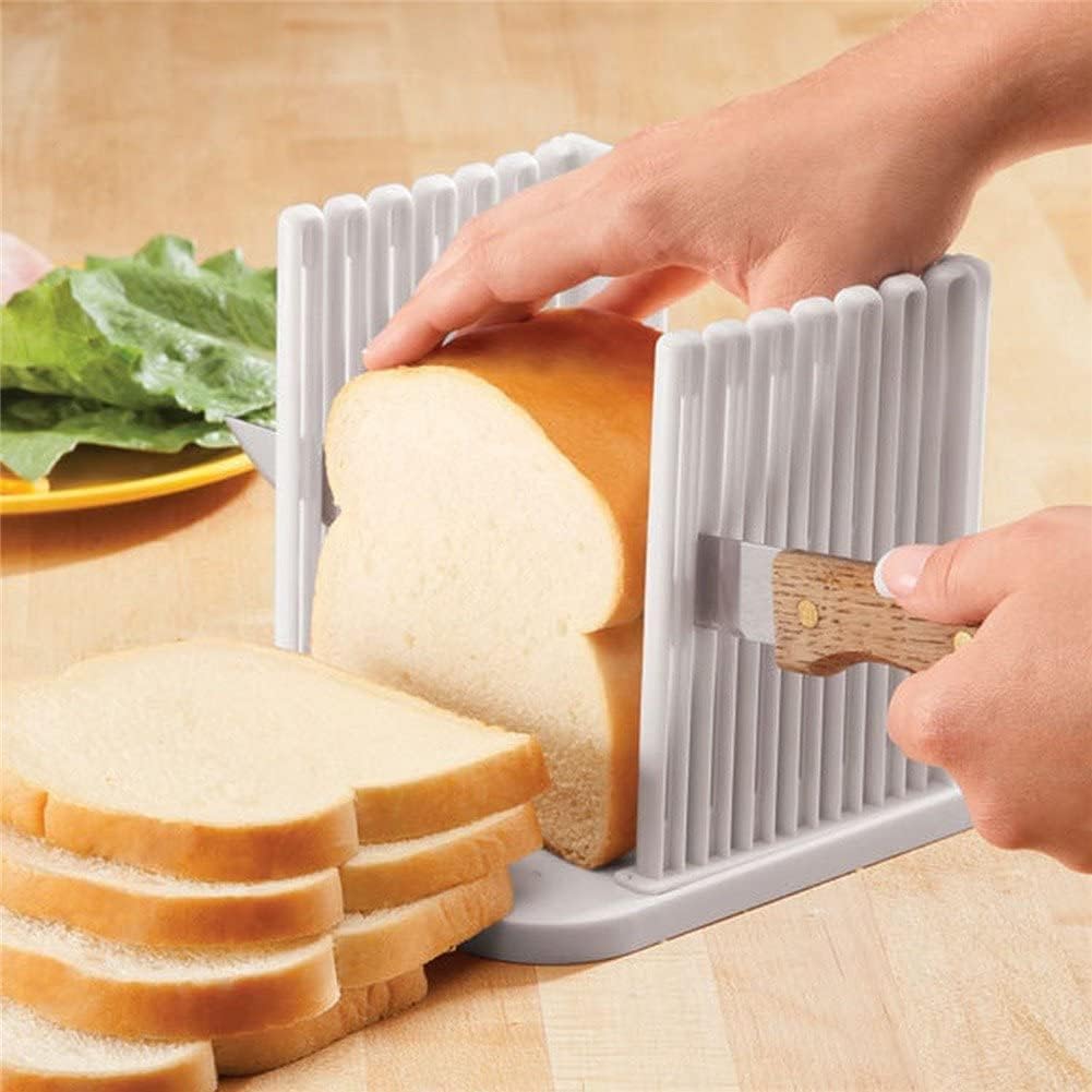 Guía de corte de tostadas ajustable para pan casero, rebanador de pan de plástico para rebanar pan, herramientas plegables de cocina para hornear