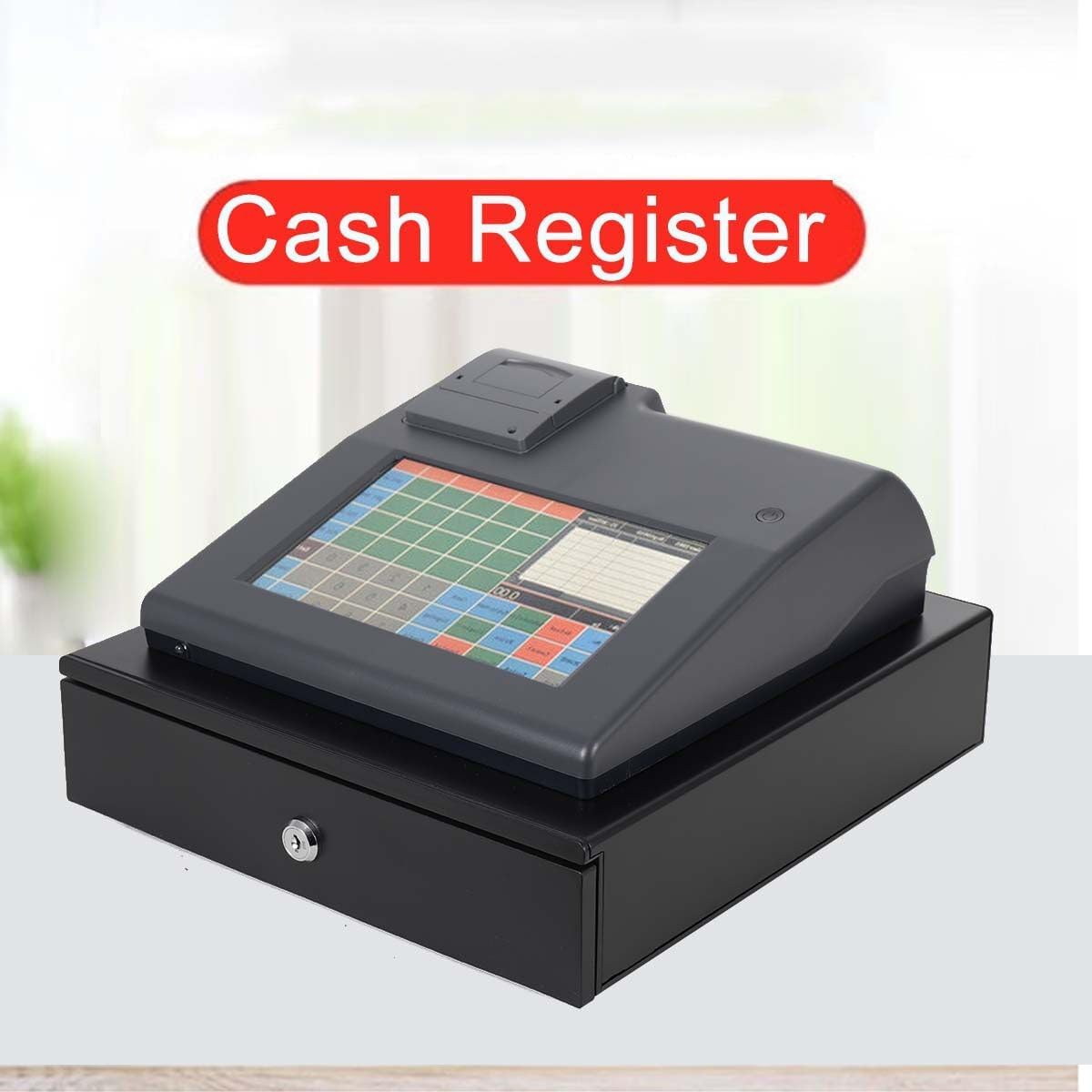 ECUTEE Caja registradora electrónica 9 con pantalla táctil completa, sistema POS con impresoras de recibos y diarios para pequeñas empresas,