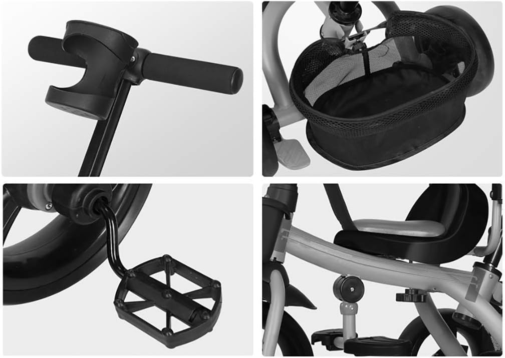 Triciclo plegable para niños pequeños al aire libre, giratorio con altura de asiento ajustable, ruedas traseras convertibles y pedal extraíble