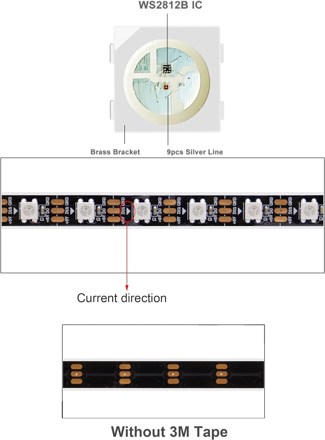WS2812B Tira de LED RGB direccionable individualmente de 16.4 pies 5050SMD Smart Flexible Dream a todo color 60Pixelsm Luz PCB negra IP67