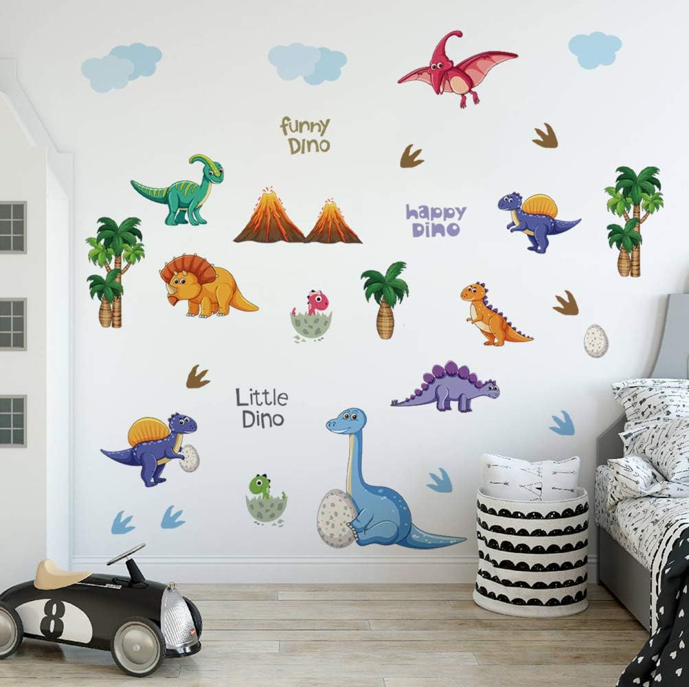 Runtoo Calcomanías de pared de dinosaurio, calcomanías de pared de aventura de dinosaurio, decoración de pared para niños y bebés, habitación de bebé