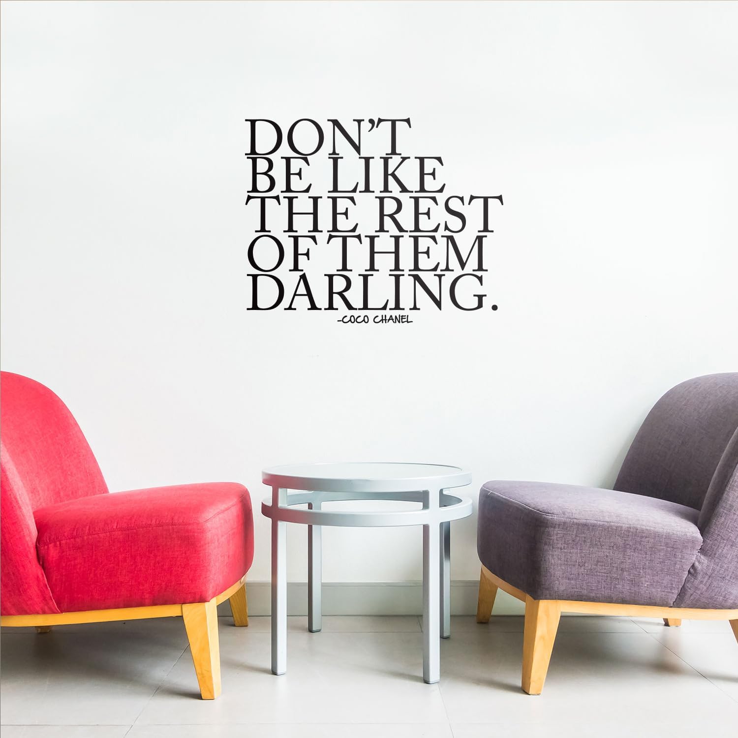 Don’t Be Like The Rest of Them Darling – Coco Chanel – Calcomanía artística para pared, 20 x 25 pulgadas, calcomanía de vinilo con citas de moda,