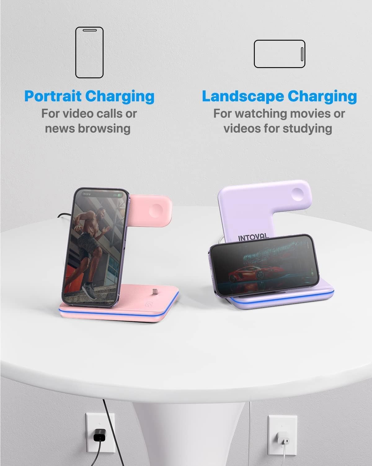 Intoval Estación de carga para Apple iPhoneiWatchAirpods, cargador inalámbrico 3 en 1 para iPhone 151413 (Pro, Pro Max) 1211XSXR,