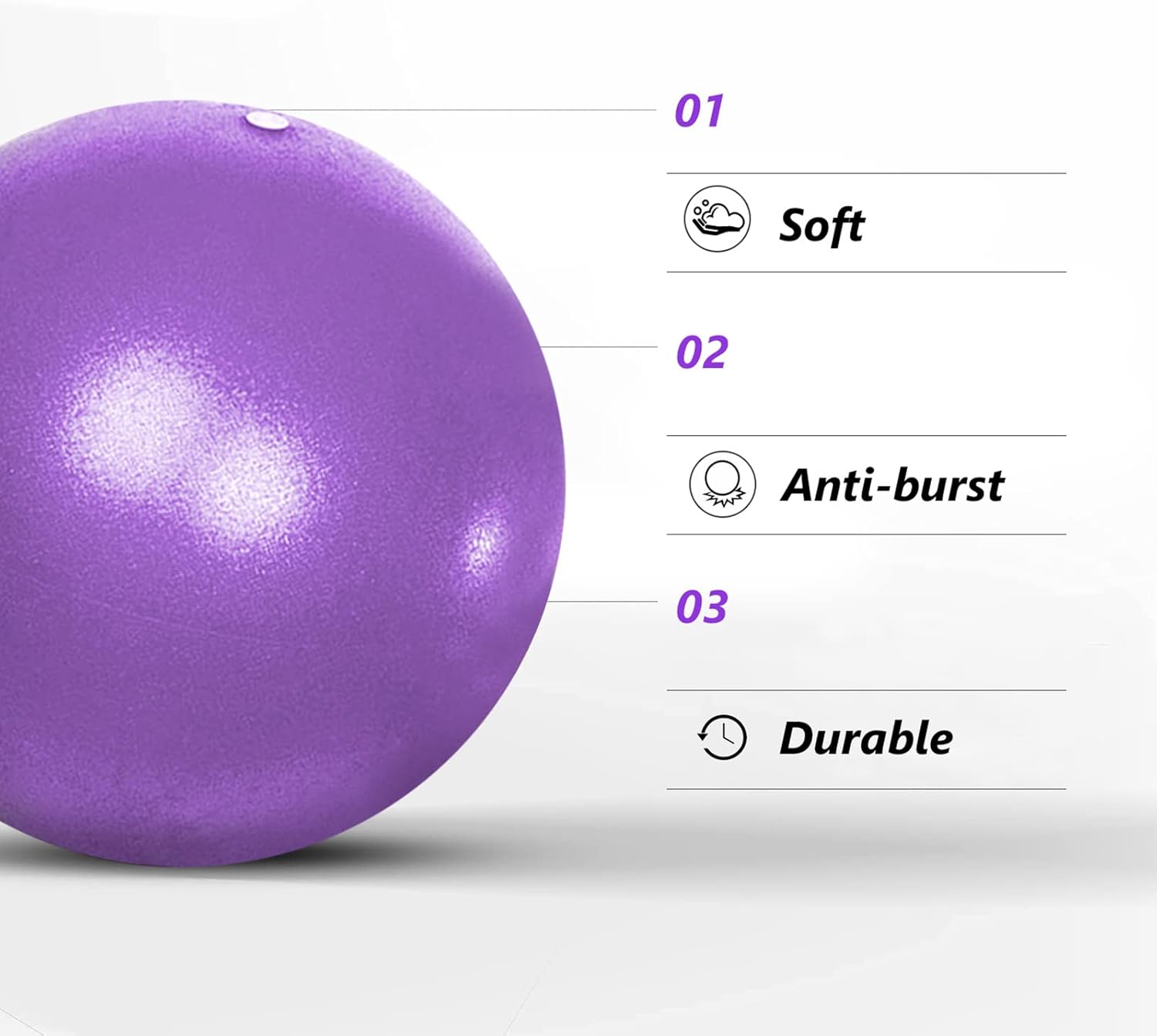 Fsadwnn – Pelota de ejercicio pequeña, bola de pilates de 9 pulgadas, pelota de ejercicio pequeña con bomba, bola de barre, mini pelota dobladora,