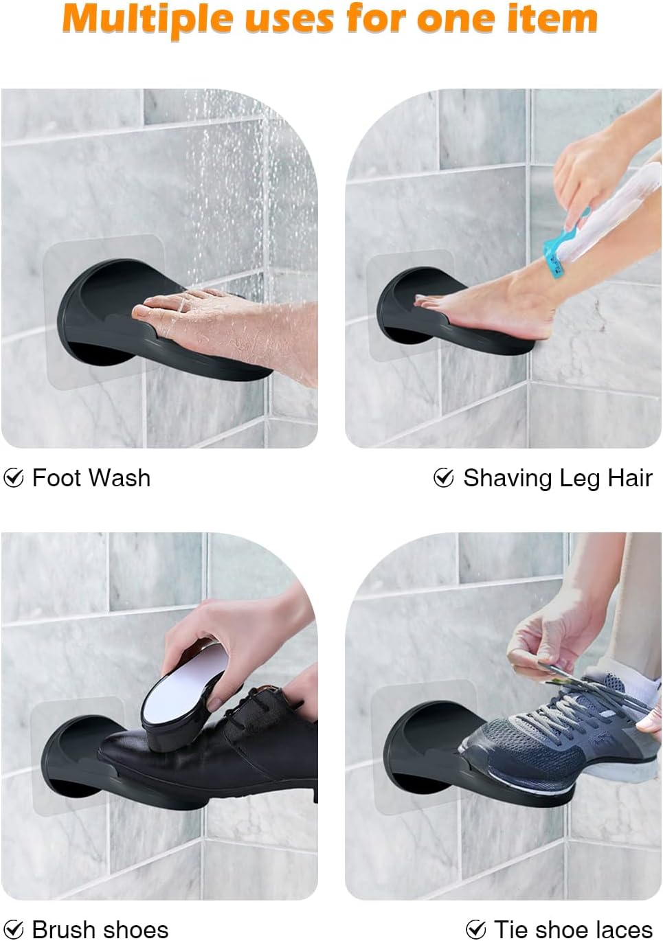 Tokokimo – Reposapiés de ducha, reposapiés de pedicura, taburete de ducha para afeitarse las piernas, no se necesita taladrar, pedal de baño