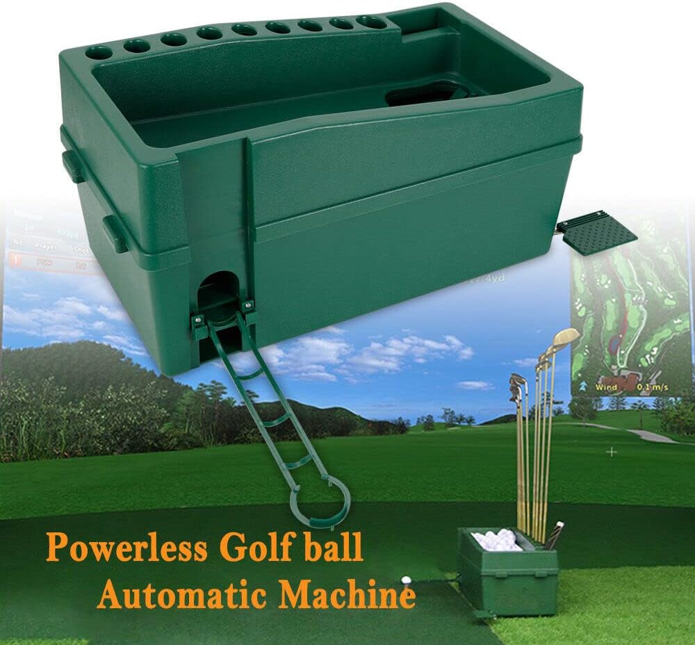 Automatic Golf Ball Dispenser Machine, No Electricity Required Tee Up Golf Ball Teeing Device Golf Club Organizer with Adjustable Foot Stand