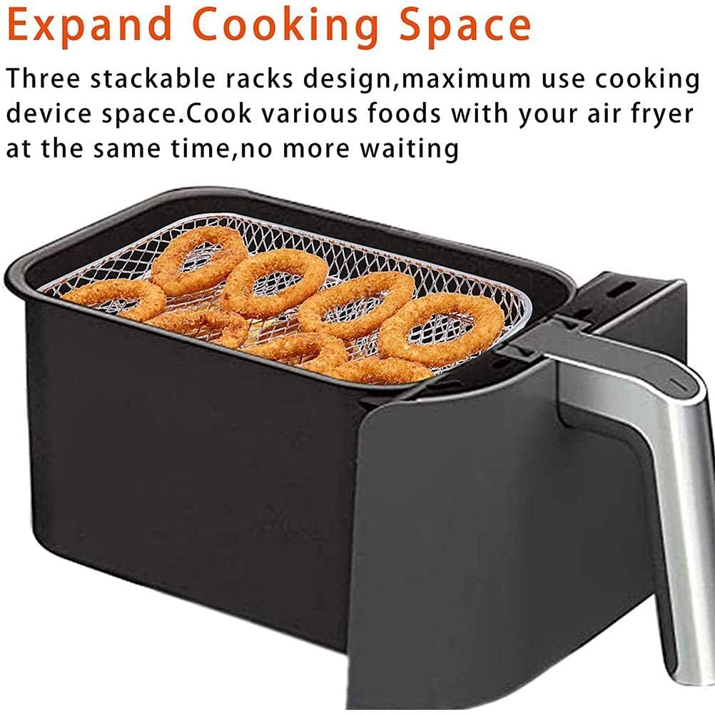 Elolicu Bandeja doble para freidora de aire para Ninja, soporte de freidora de aire doble de acero inoxidable, estante deshidratador, soporte para
