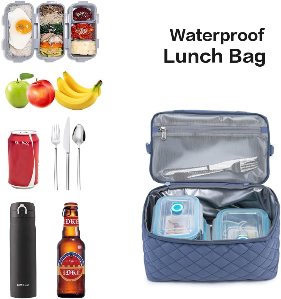 NOL Natural Organic Lifestyle Bolsa de almuerzo reutilizable para mujer, a prueba de fugas, con aislamiento medio, de nailon, con correa desmontable