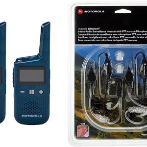 T383 – Radio de 2 vías azul de 25 millas con base de carga y auriculares de vigilancia Motorola 1518 con micrófono PTT, negro, blanco T383 – Radio de 2 vías azul de 25 millas con base de carga y auriculares de vigilancia Motorola 1518 con micrófono PTT, negro, blanco