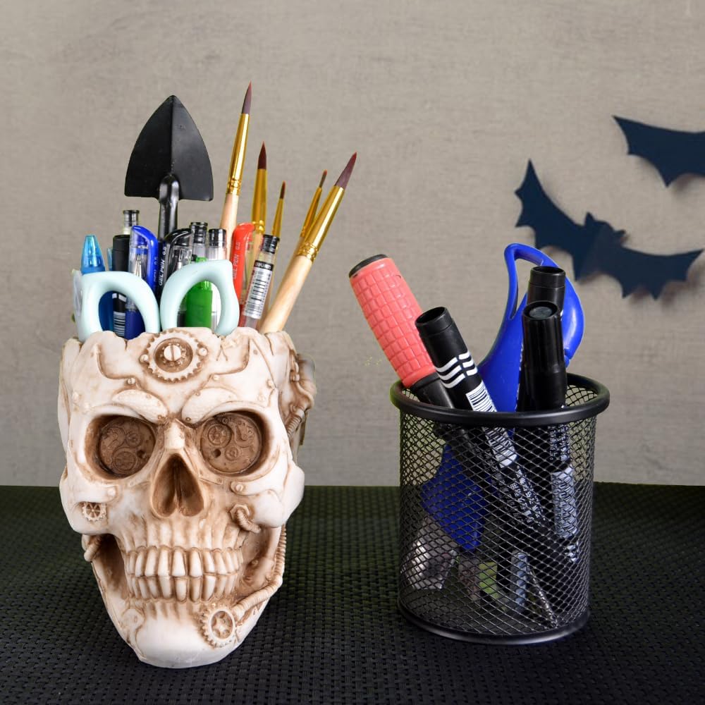 Maceta de calavera, maceta de Halloween, maceta de calavera, jarrón de Halloween, macetas góticas, decoración de calavera, macetas con drenaje,
