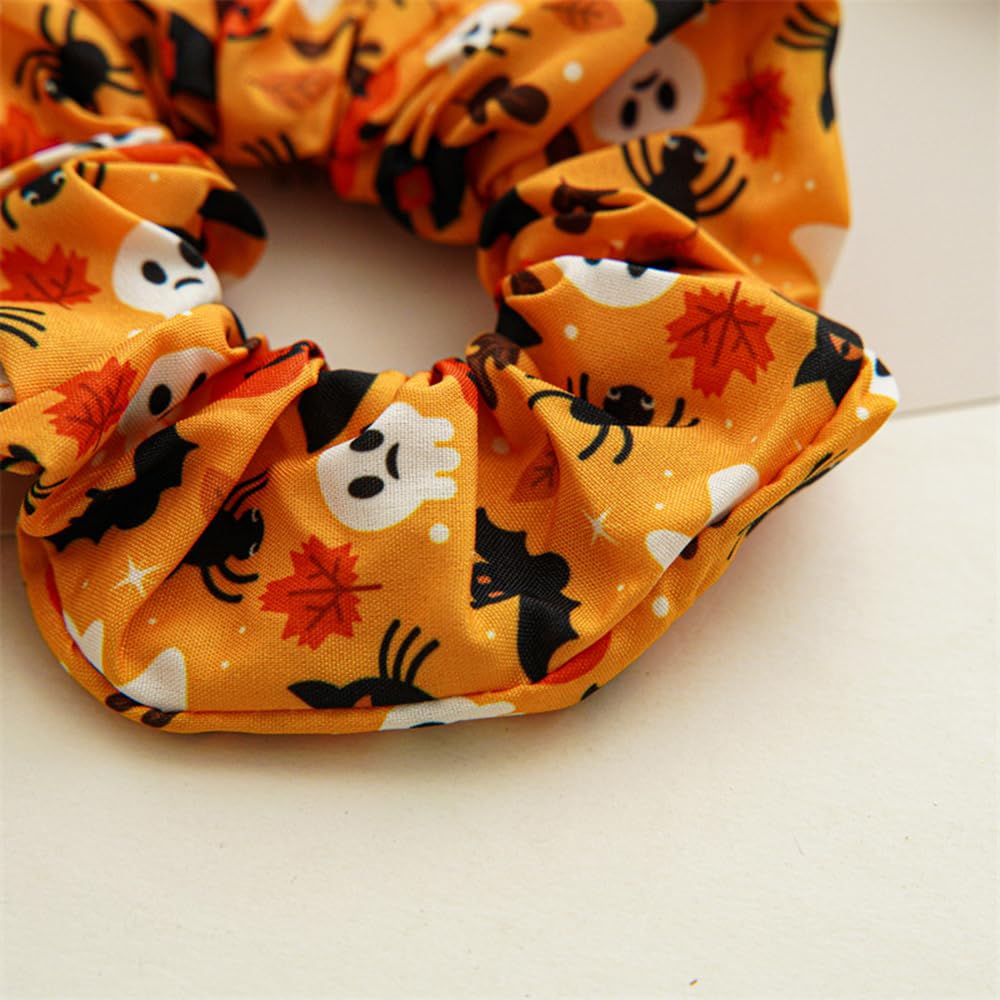 Coleteros de satén para el cabello de Halloween, accesorios para el cabello de calabaza, bandas elásticas de murciélago araña, bandas para el