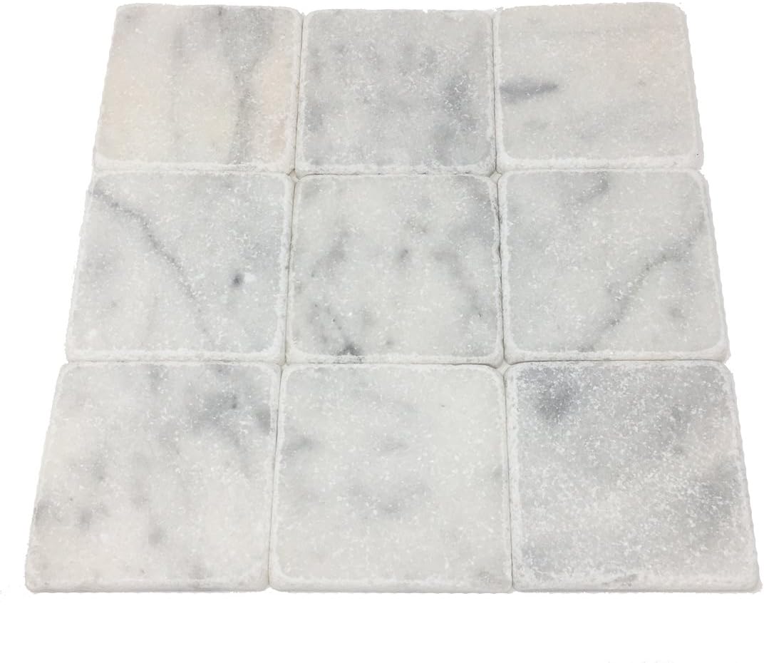 Azulejo de mármol blanco de Carrara de 4 “x 4” (caja de 5 pies cuadrados)